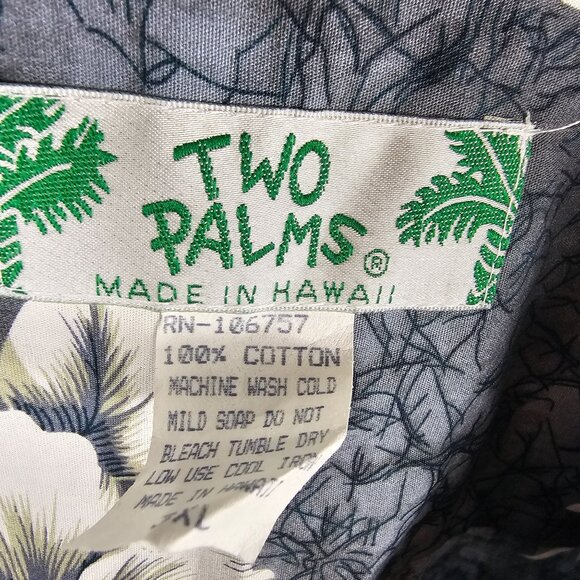 Two Palms Mens 3XL Grey Casual Hawaiian Shirt Aloha Tropical Resort Coastal Dad - Picture 6 of 10